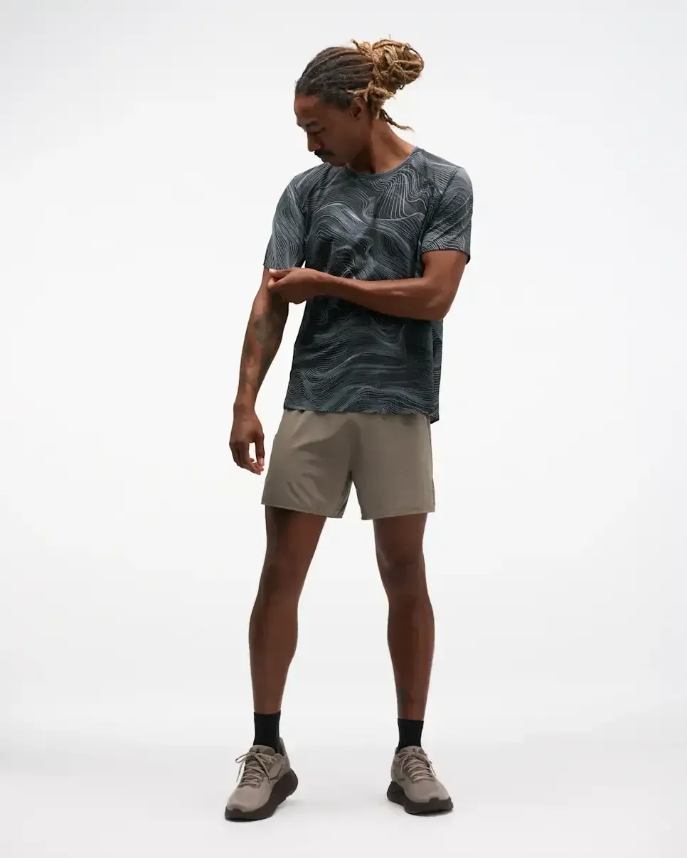 HOKA EveryRun Short Sleeve Black White Prt